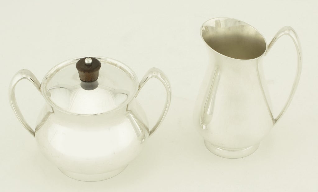 Gorham Silver Plate & Wood Coffee & Tea Service 2