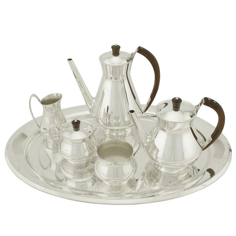 Gorham Silver Plate & Wood Coffee & Tea Service