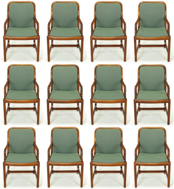 Twelve Helikon Arm Chairs With Sculpted Cherry Frames