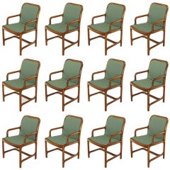 Vintage Twelve Helikon Arm Chairs With Sculpted Cherry Frames