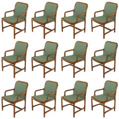 Twelve Helikon Arm Chairs With Sculpted Cherry Frames