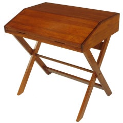 Vintage Sorrel Ash Flip-Top Trestle Base Writing Table
