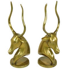 Pair Brass Antelope Sculptures
