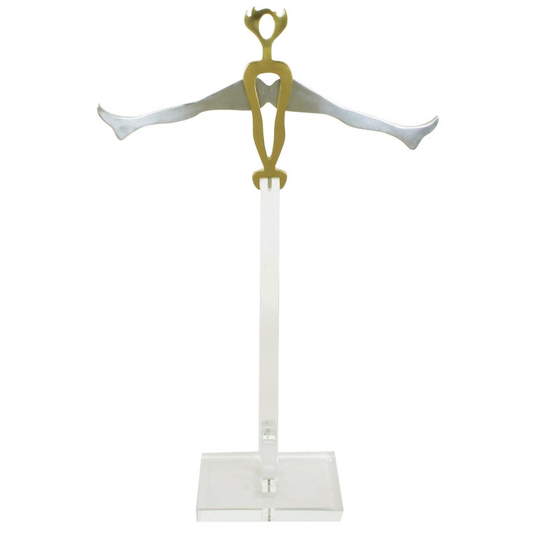 Eichengreem & Gensburg Brass and Aluminium Gymnast Sculpture on Lucite Stand For Sale
