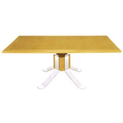 Retro Pace Collection Chrome and Burl Dining Table
