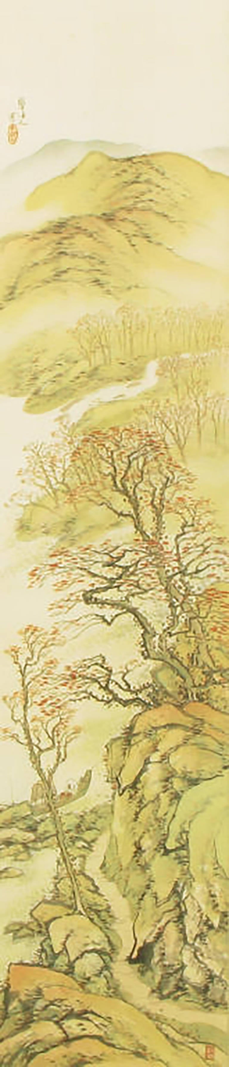 67" Japanese Watercolor In Gilt Newcomb-Macklin Frame