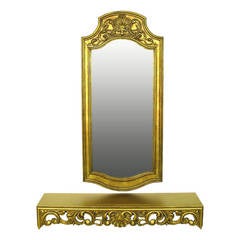 Spanish Console and Mirror in Gilt Finish by Francisco Hurtado