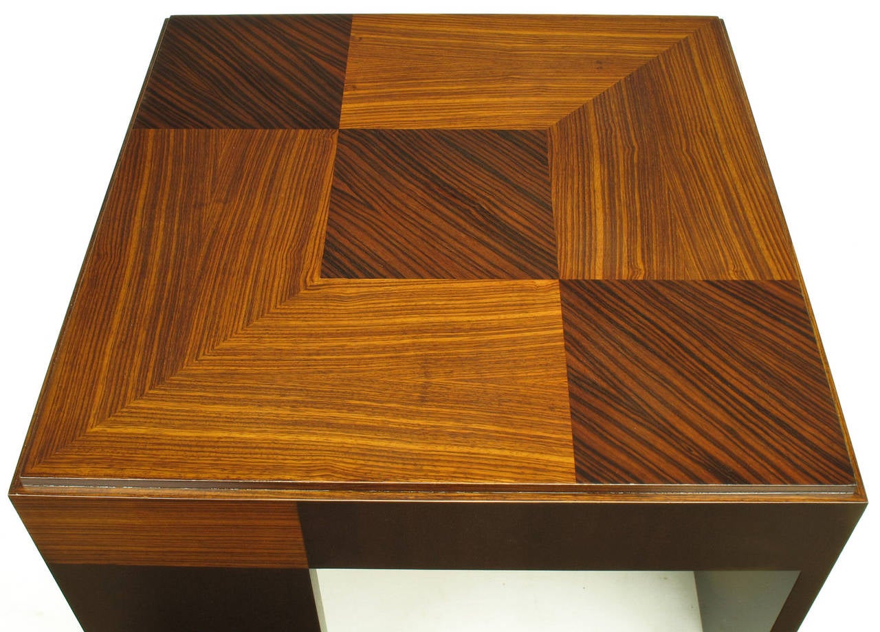 John Widdicomb Natural and Bleached Macassar Ebony and Walnut Coffee Table In Excellent Condition For Sale In Chicago, IL