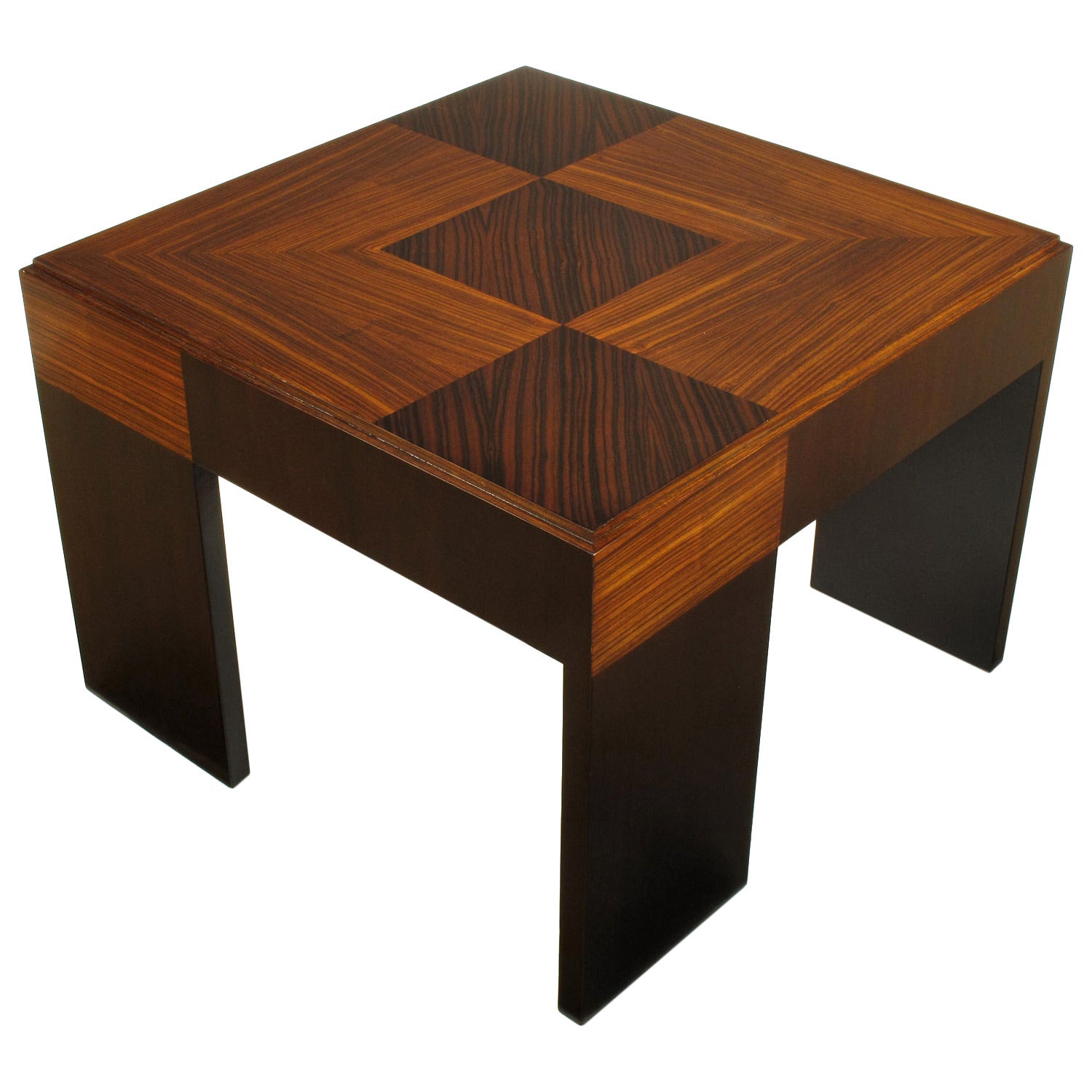 John Widdicomb Natural and Bleached Macassar Ebony and Walnut Coffee Table For Sale