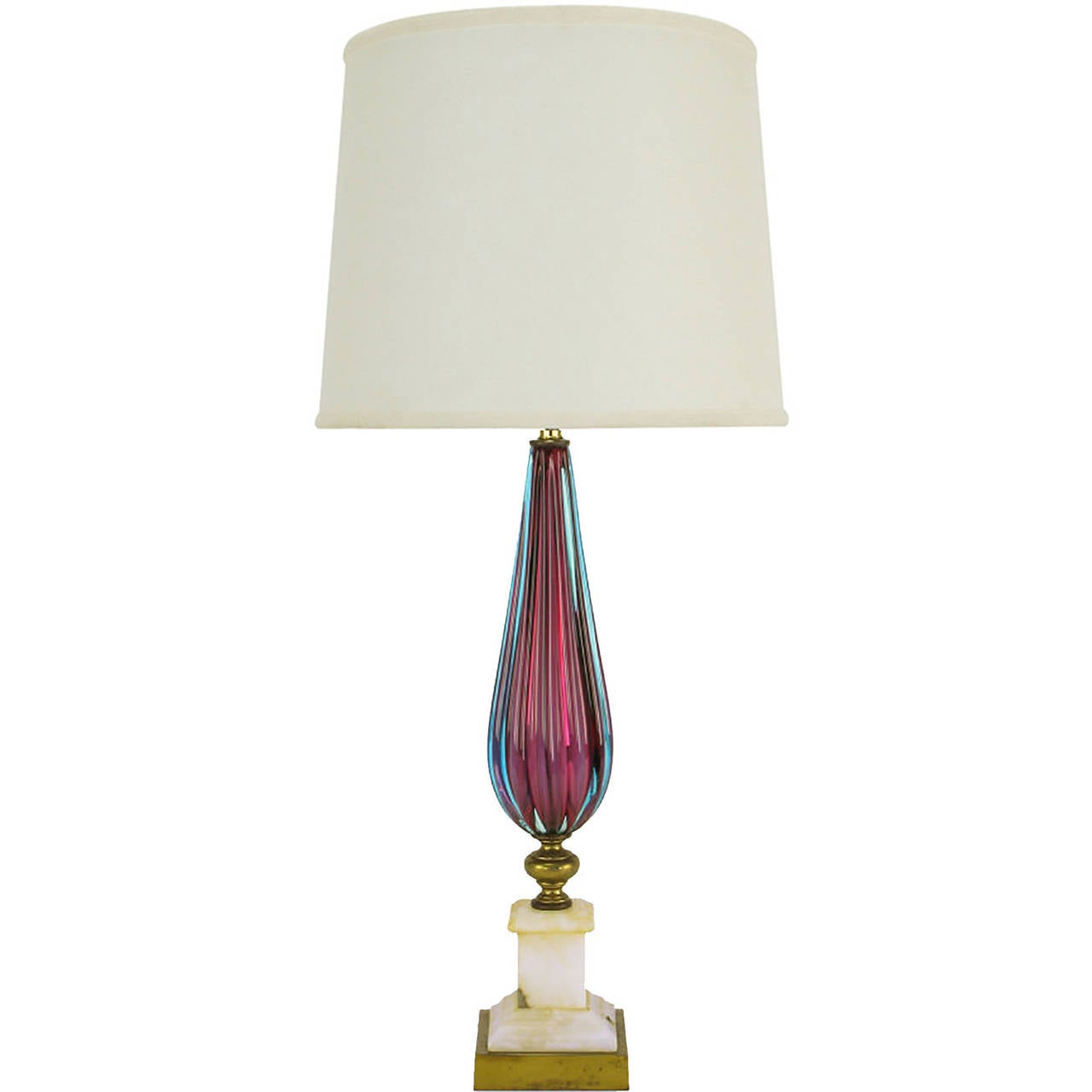 Reeded Amethyst Aquamarine Murano Gl Table Lamp With Carrera Marble Base Reeded Amethyst Aquamarine Murano Gl Table Lamp With Carrera Marble Base