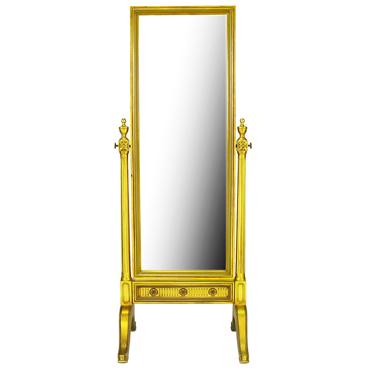 Gilt Wood Neoclassical Full Length Cheval Floor Mirror