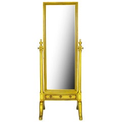 Gilt Wood Neoclassical Full Length Cheval Floor Mirror