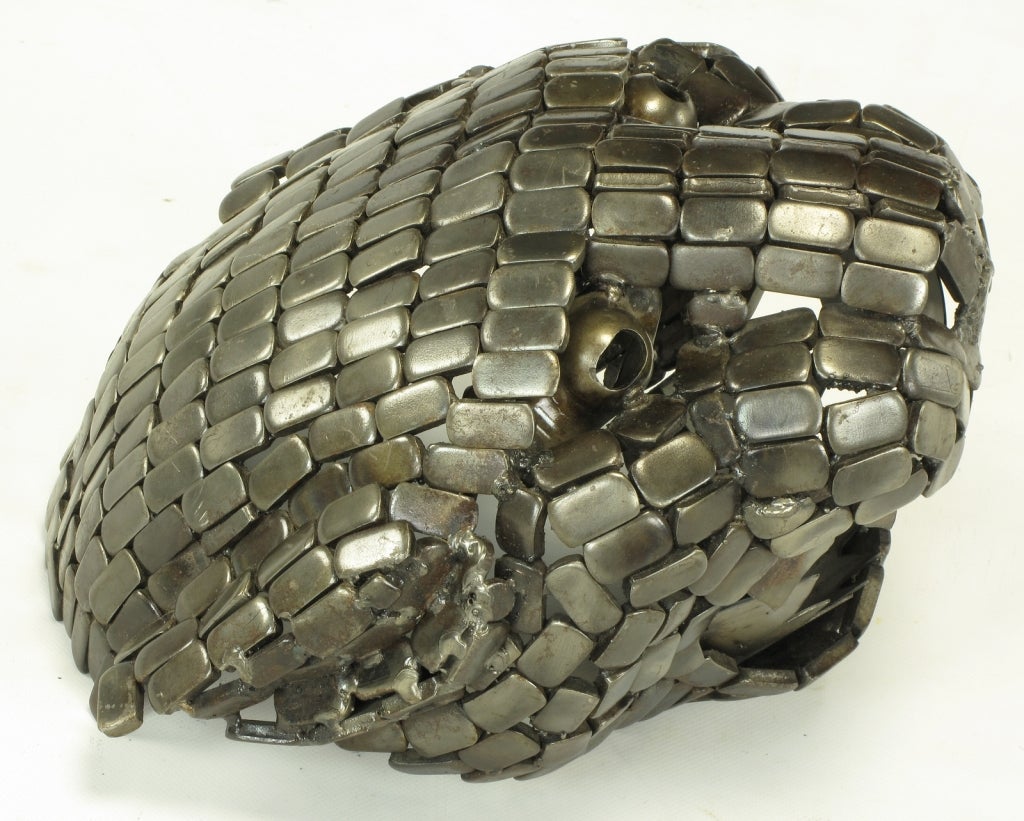 Jaguar Head Sculpture Of  Reticulated Welded Metal 2