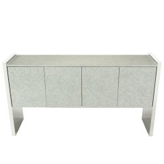 Chrome And Blue-Grey Sideboard Cabinet By Milo Baughman