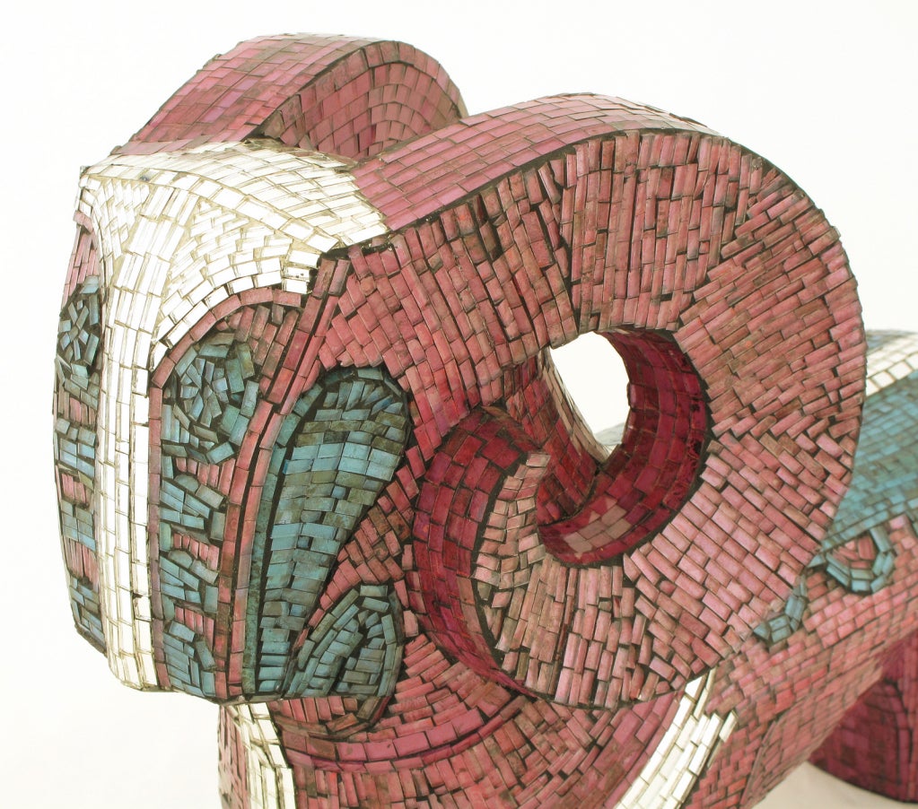 Abstract Ram Sculpture Clad In Miniature Glass Mosaic For Sale 4