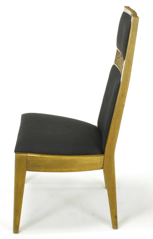 American Six Sculpted Ash Tall Back Kroehler Dining Chairs For Sale