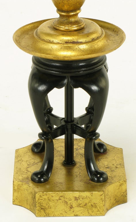 Giltwood Gilt & Black Lacquer Regency Table Lamp For Sale