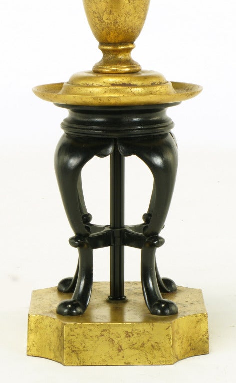 Gilt & Black Lacquer Regency Table Lamp For Sale 1