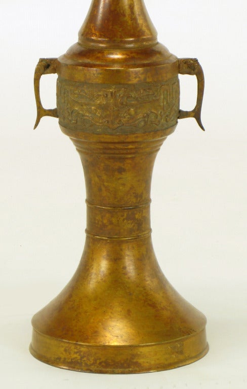 Tall Japanese Gilt Bronze Urn Table Lamp For Sale 2