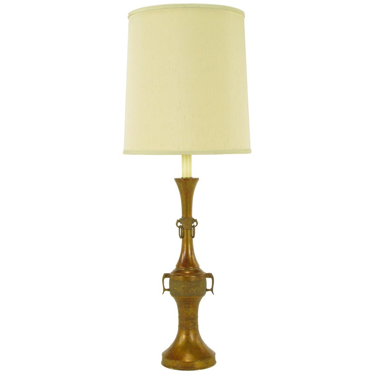 Tall Japanese Gilt Bronze Urn Table Lamp