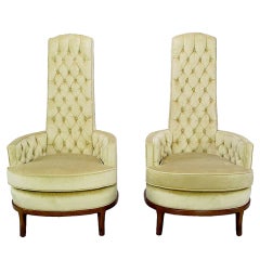 High Barrel Back Button-Tufted Lounge Chairs