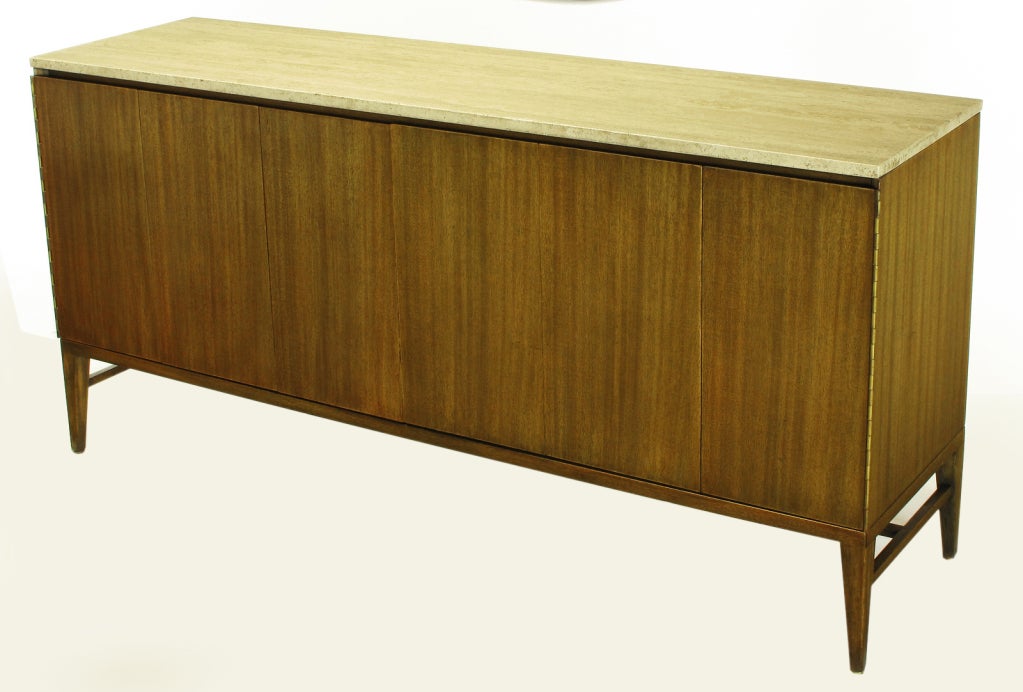 Paul McCobb Mahogany And Travertine Sideboard