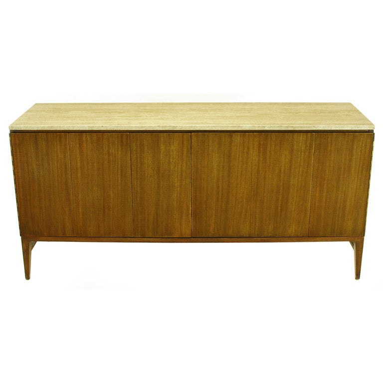 Paul McCobb Mahogany And Travertine Sideboard