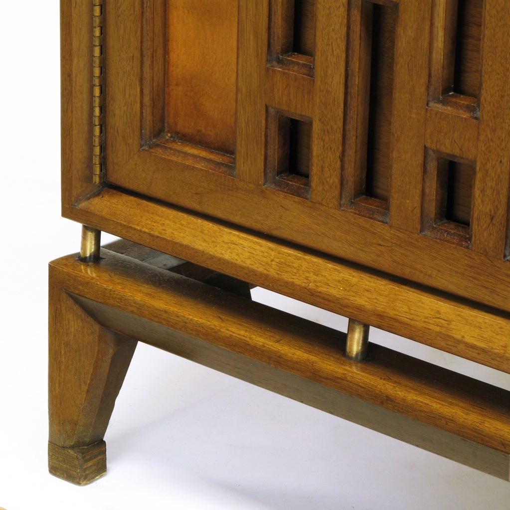 Pair Walnut Floating Commodes With Open Fretwork Doors 3