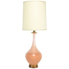 Large Coral Drip Glaze Pottery Table Lamp