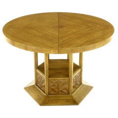 Round Dining Table With Geometric Open-Hexagon Pedestal 10