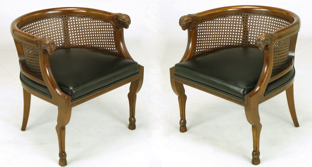 American Pair Empire Style Animal Leg & Rams' Heads Armchairs