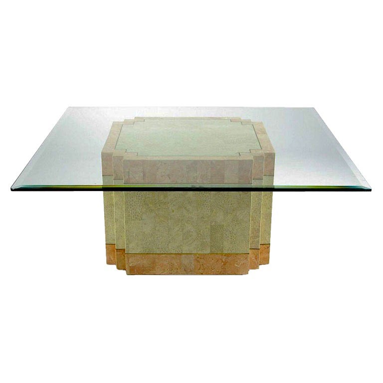 Casa Bique Tessellated Fossil Stone and Marble Coffee Table For Sale