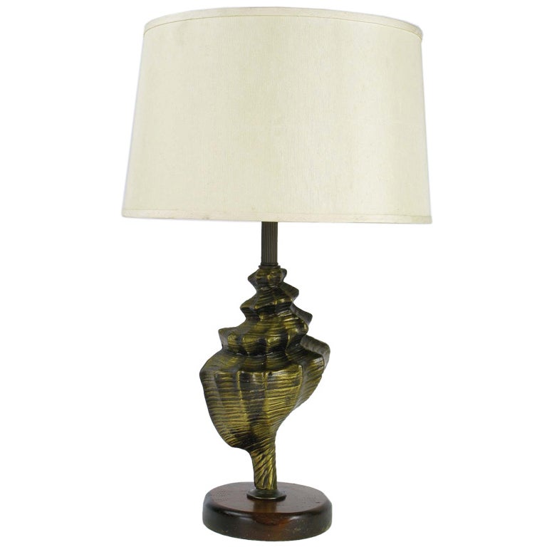 Cast Metal Conch Shell Table Lamp For Sale