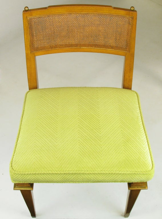 Six Walnut, Cane and Copper Empire Dining Chairs 5
