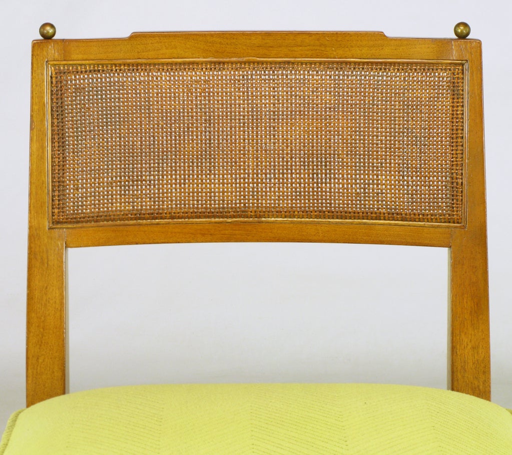 Six Walnut, Cane and Copper Empire Dining Chairs 4