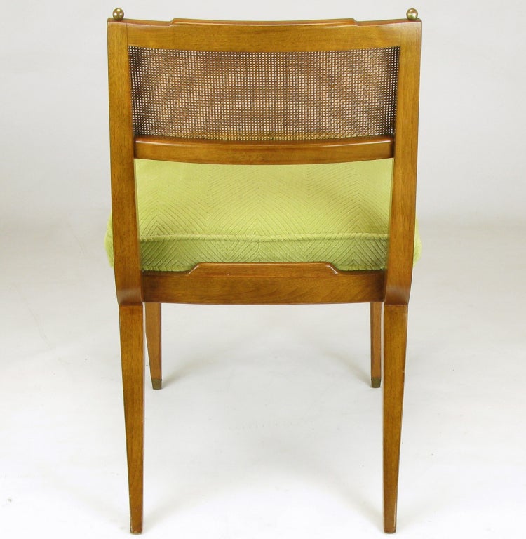 Six Walnut, Cane and Copper Empire Dining Chairs 1