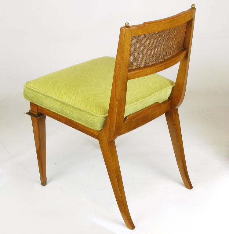 Six Walnut, Cane and Copper Empire Dining Chairs 2