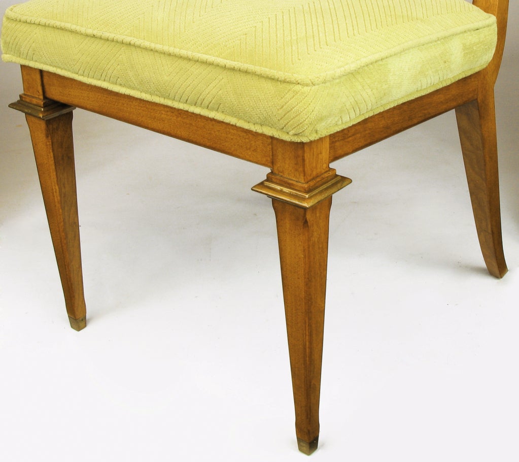 Six Walnut, Cane and Copper Empire Dining Chairs 3