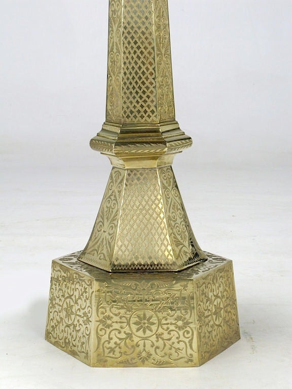 20th Century 1940s Moroccan Brass & Black Lacquer Floor Lamp