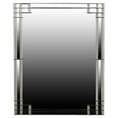Art Deco Revival Nickel Frame Wall Mirror
