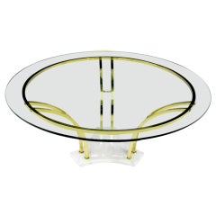Elegant Brass & Carrera Marble Round Coffee Table