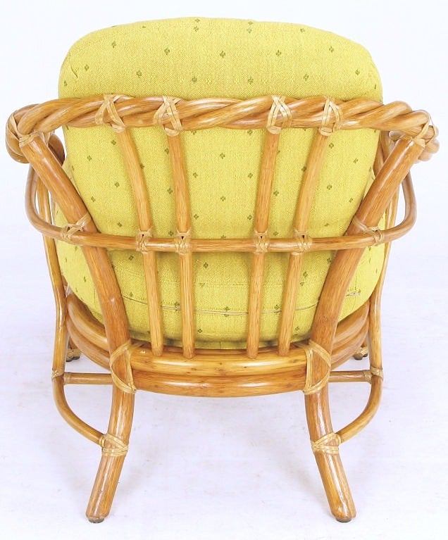 American McGuire Twisted Rattan & Rawhide Lounge Chair