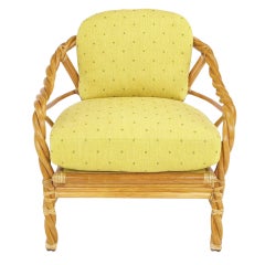 Vintage McGuire Twisted Rattan & Rawhide Lounge Chair