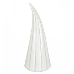 Retro Murano Glass White and Clear Striped Art Glass Lamp