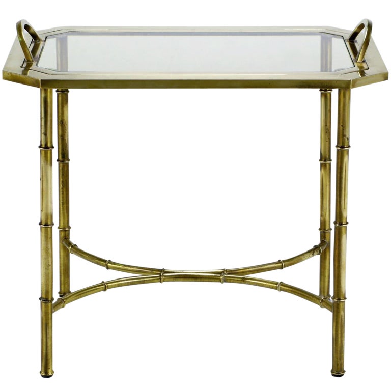Italian Stylized Brass Bamboo Tray Table