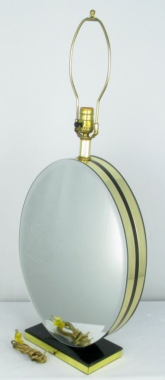 Mid-20th Century Pair of Oval Beveled Mirror Table Lamps For Sale