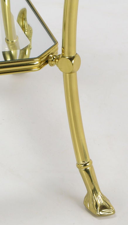 Italian Brass Two-Tier End Table with Swan and Webbed Foot Detail For Sale