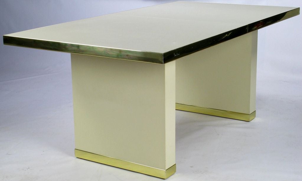 Late 20th Century Signed Pierre Cardin Ivory & Gold Dining Table