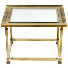 Mastercraft Patinated Brass And Glass End Table