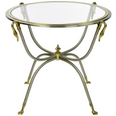 Italian Nickel & Brass End Table With Swan Motif 8